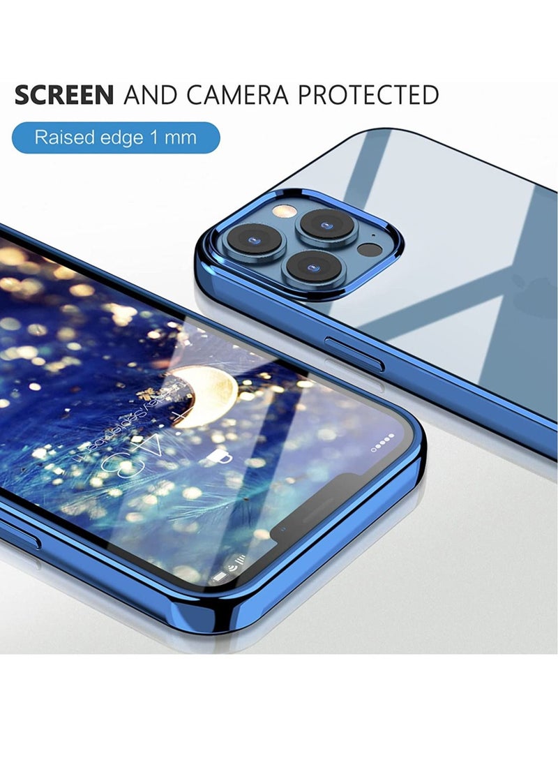 Generic - Compatible for iPhone 14 Pro Max Clear Case (2022, Crystal Transparent Cover Shockproof Protective Bumper Shell with Electroplated Mirror Edge for iPhone 14 Pro Max Blue - Image 1