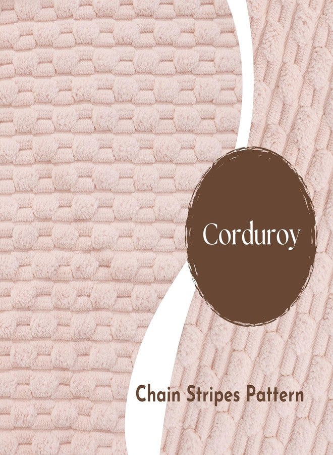 VOILYBIRD Blush Pink Corduroy Accent Pillow Covers 18x18 Inch, Boho Throw Pillows with Pompoms Decorative Pillow Covers for Sofa Couch Bedroom Living Room, Set of 2 - Image 3