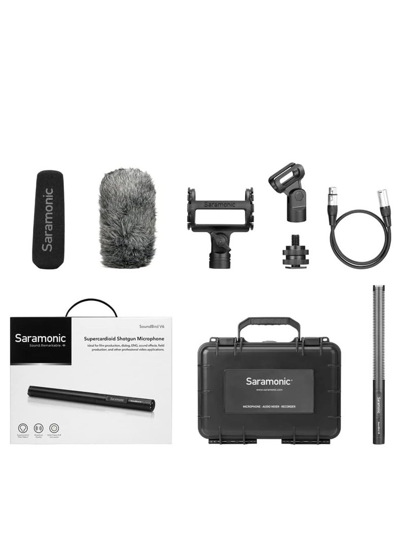 Saramonic - SOUNDBIRD V6 External Shotgun Microphone for Camera DSLR with Shockmount Windscreen Professional Condenser Microphones Mic for Video Recording Vlogging Voice Interview YouTube - Image 1