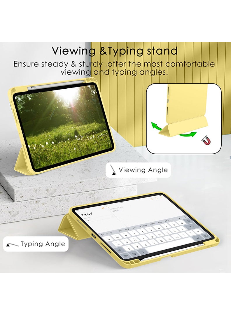 Theodor iPad Pro 11 Inch M4 2024 Case (5th Gen) with Pencil Holder, Smart iPad Case With Pencil Holder Slim Tablet Cover with Soft TPU Back, Auto Wake/Sleep Yellow - Image 4