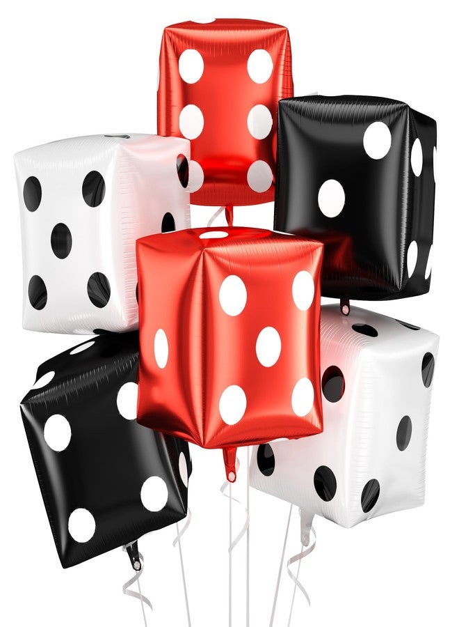 بيابيان بالونات نرد جامبو من بيابيان، 6 قطع، 24 بوصة، أحمر، أسود، أبيض، بالونات نرد مكعبة رباعية الأبعاد، هيليوم، كبيرة الحجم، مناسبة لحفلات أعياد الميلاد ذات طابع الكازينو، ليالي الألعاب، حفلات البونكو، حفلات التخرج، الزينة - Image 1