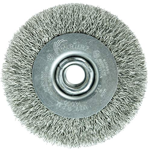 Weiler 13085 4" Narrow Face Crimped Wire Wheel, .014" Stainless Steel Fill, 5/8"-11 Unc Nut, Made in the USA - Image 4