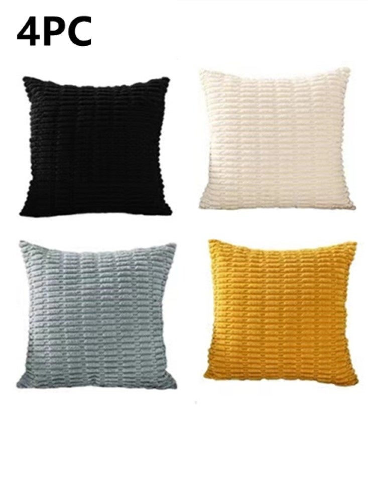 Kutis 4-Piece Home Decorative Pillow Covers Striped Corduroy Throw Pillow Cover Multicolor 45x45 Centimeter  - Image 1