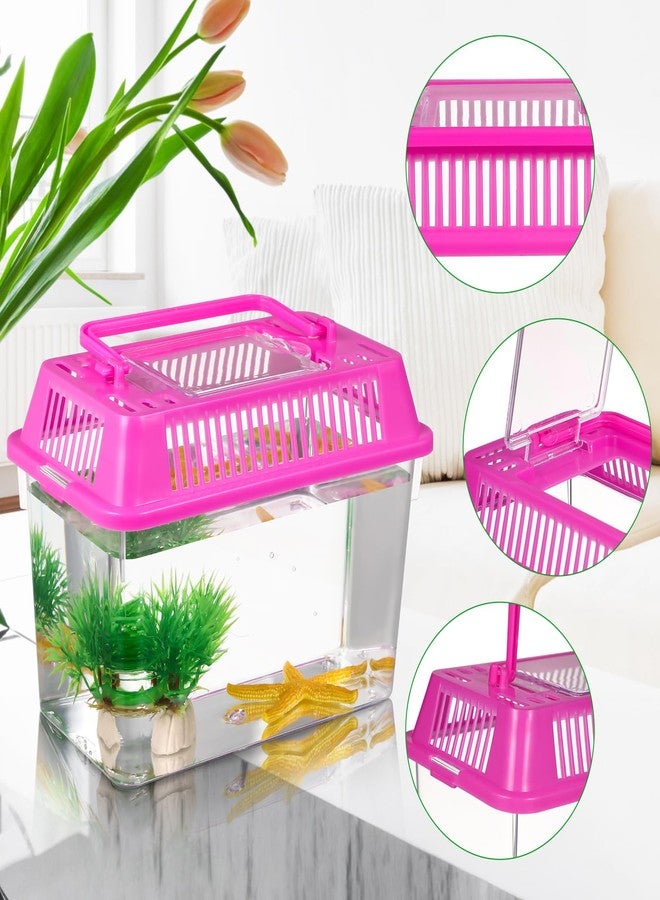 Toddmomy Mini Handheld Aquarium Pet Box, 4Pcs Portable Fish Tank Plastic Turtle Tank with Lid Handheld Fish Tank Clear Reptile Terrarium Hamster Box for Fish Snakes Aquarium - Image 4