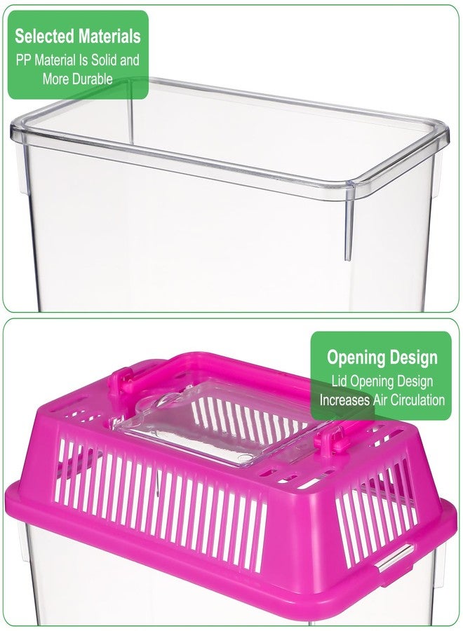Toddmomy Mini Handheld Aquarium Pet Box, 4Pcs Portable Fish Tank Plastic Turtle Tank with Lid Handheld Fish Tank Clear Reptile Terrarium Hamster Box for Fish Snakes Aquarium - Image 5