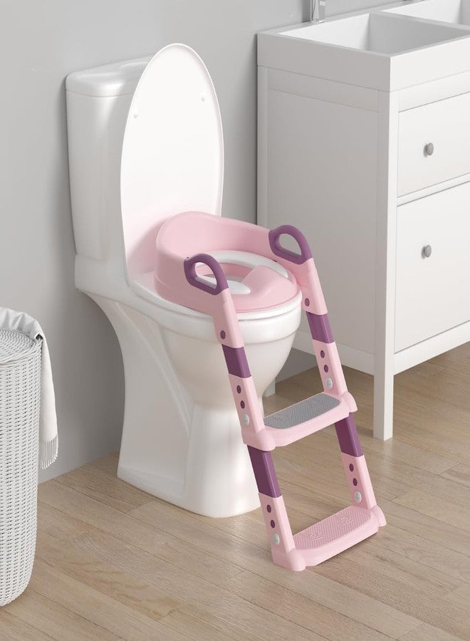 Kiddery مقعد تدريب الأطفال على استخدام المرحاض من كيدري للأولاد والبنات الصغار | مقعد تدريب الأطفال على استخدام المرحاض من عمر سنة إلى 5 سنوات | مقعد مرحاض للأطفال | مقعد مرحاض مع سلم صغير | ارتفاع قابل للتعديل | تصميم مانع للانزلاق | وردي - Image 2