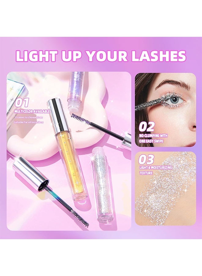 كيو آي بست ماسكارا بريق ، ماسكارا ملونة للرموش ، بريق الماس الملون لامع بريق مقاوم للماء طويل الأمد مقاوم للتلطخ ، إطالة حجم الشباك ماسكارا استخدام المرحلة (# 02 ذهبي) - Image 4