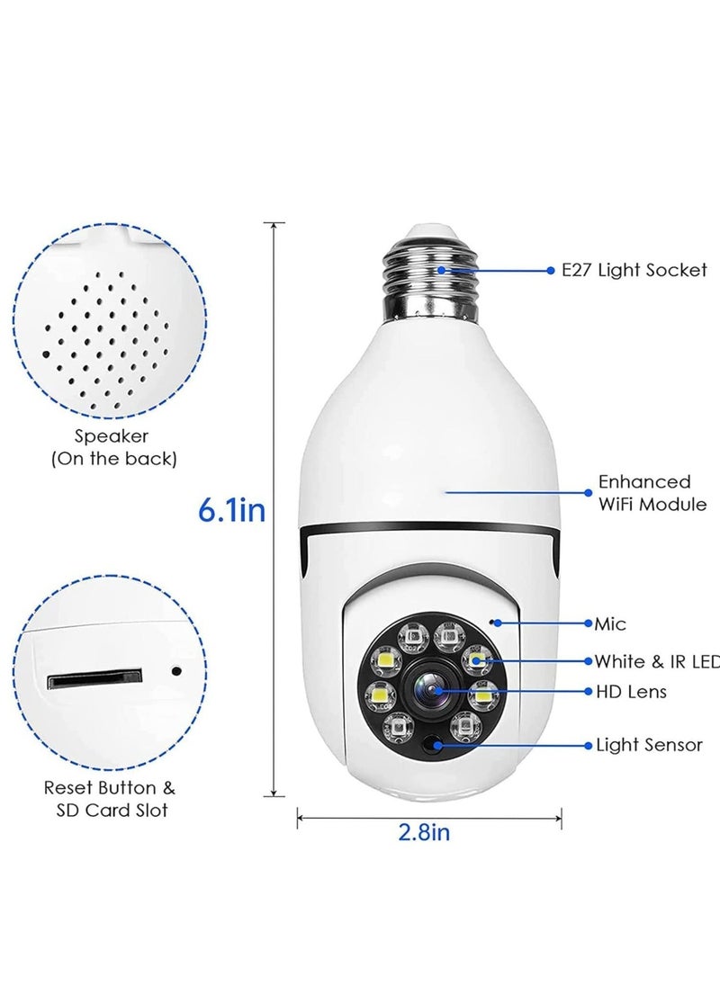 ELTRAZONE WiFi Light Bulb Camera 360 Degree Wireless Outdoor Security Camera Home Surveillance Cam with 1080P Color Night Vision Human Motion Detection(4-PCS) - Image 2