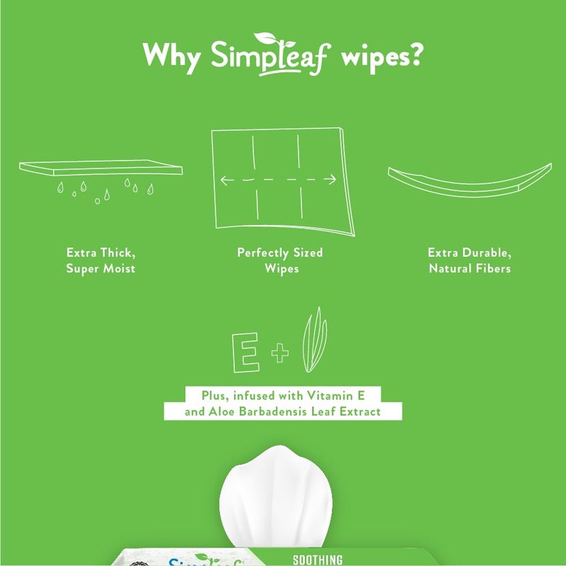 Simpleaf Flushable Wet Wipes | Eco- Friendly, Paraben & Alcohol Free | Hypoallergenic & Safe for Sensitive Skin | Soothing Aloe Vera & Vitamin E Formula | (50-Count) 1 Pack - Image 2