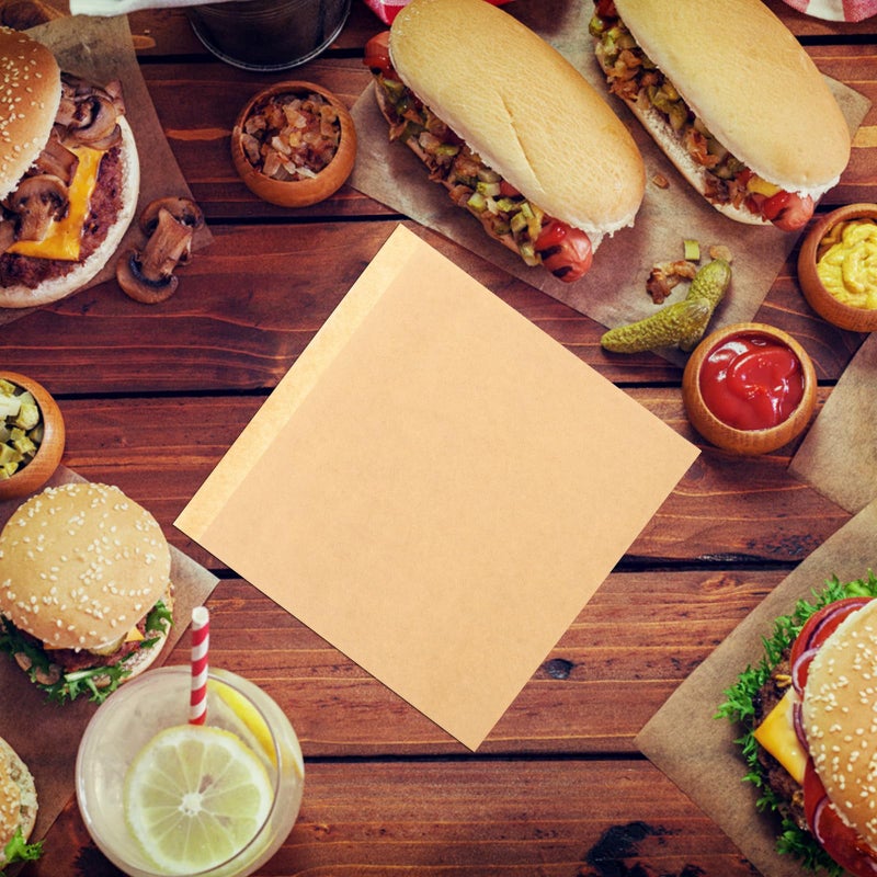 Greaseproof Hot Dog Paper Bags 20x20cm 100pcs Kraft Sandwich Wraps For Bakery Snacks - Image 5