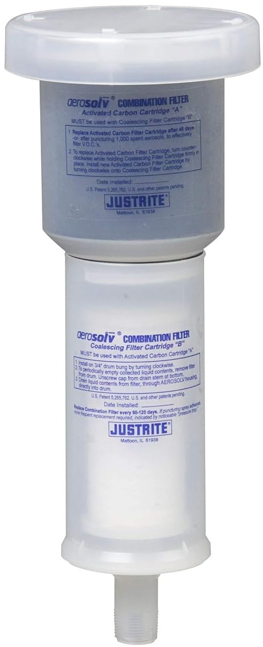 Justrite Aerosolv Replacement Combination Carbon Filter for 28202 Aerosol Can Recycling System Coalescing 28197