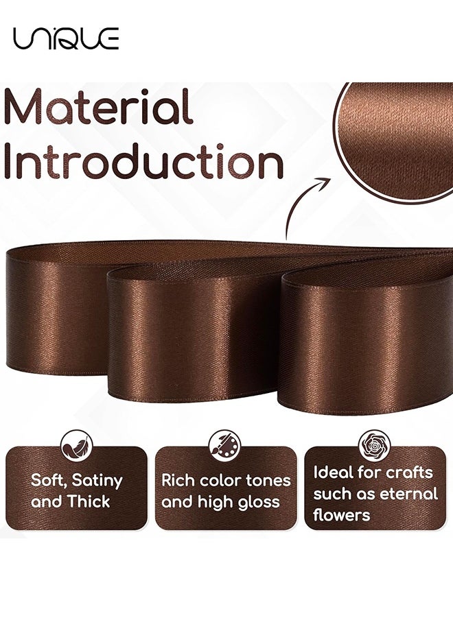 Unique Brown Satin Ribbon - 1-1/2 Inches x 25 Yards Fabric Satin Ribbon for Gift Wrapping, Crafts, Hair Bows Making, Wreath, Wedding Party Decoration and Other Sewing Projects  - Image 2