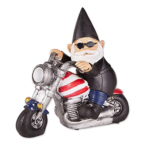Zingz & Thingz Accent Plus Biker Gnome Solar Statue 8x3.25x7.5 - Image 1