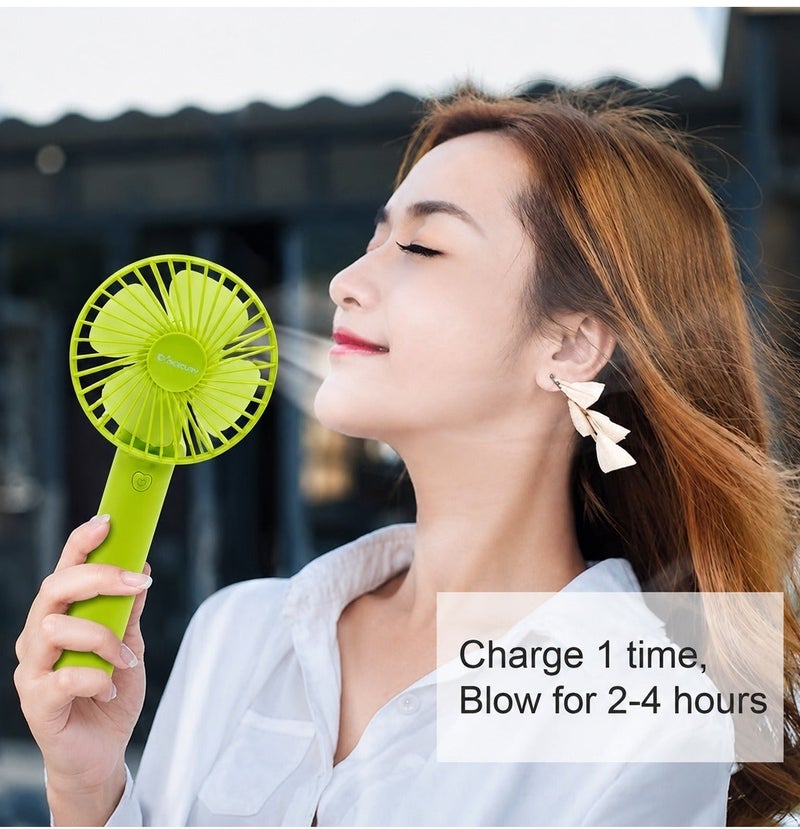 Mercury Portable Rechargeable Handheld Fan with Desktop Stand, 3 Speed Personal Cooling Fan, USB Type C Charging, 1200mAh Battery, Quiet Brushless Motor, Mini Travel Fan for Home Office Camping Outdoor Bedroom School Portable Green Cooling Fan - Image 5