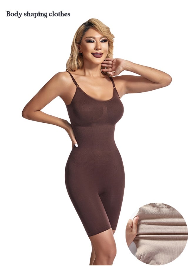 Lemon Women's Seamless Workout Shaping Bodysuit High Waist Gym Shorts Sports Bra Activewear Sets for Yoga Workout（Brown）  - Image 1