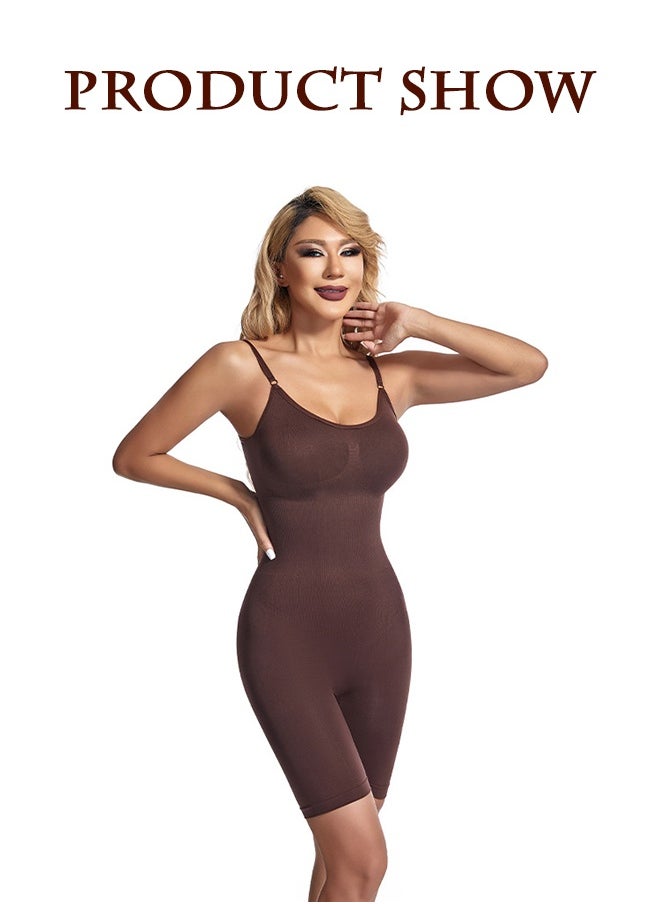 Lemon Women's Seamless Workout Shaping Bodysuit High Waist Gym Shorts Sports Bra Activewear Sets for Yoga Workout（Brown）  - Image 4