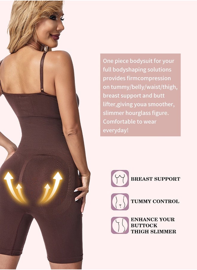 Lemon Women's Seamless Workout Shaping Bodysuit High Waist Gym Shorts Sports Bra Activewear Sets for Yoga Workout（Brown）  - Image 2