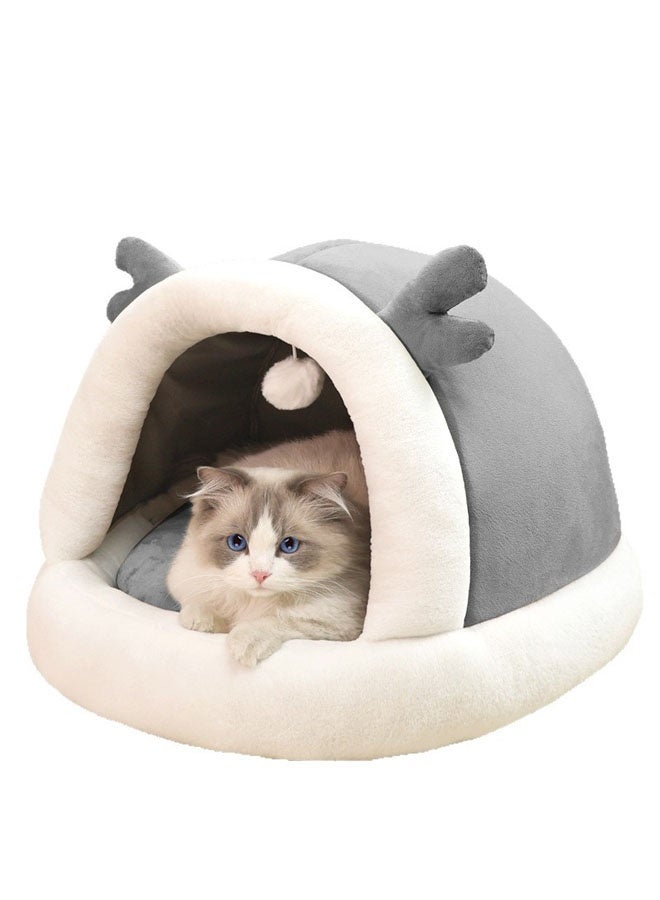 Vividorad Cat Beds for Indoor Cats,Cat Bed Cave House Tent for Kittens and Small Pets,Cat Bed Cave with Removable Washable Cushioned Pillow, Soft Plush Premium Cotton No Deformation Pet Bed(44x46x36CM) - Image 2