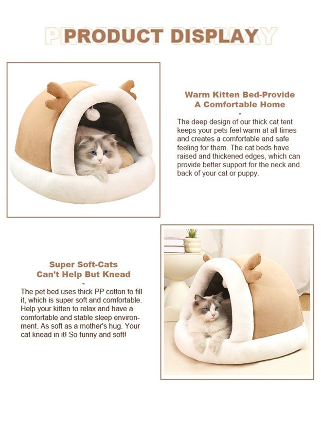 Vividorad Cat Beds for Indoor Cats,Cat Bed Cave House Tent for Kittens and Small Pets,Cat Bed Cave with Removable Washable Cushioned Pillow, Soft Plush Premium Cotton No Deformation Pet Bed(44x46x36CM) - Image 4