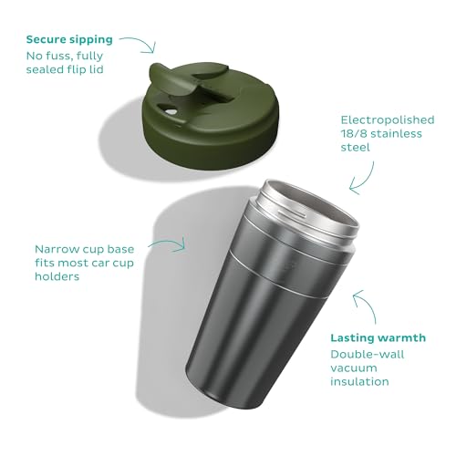 KeepCup Commuter Travel Mug - Insulated Stainless Steel Reusable Coffee Cup with Spillproof Flip Lid - 16oz/454ml - Chocolate - Image 3