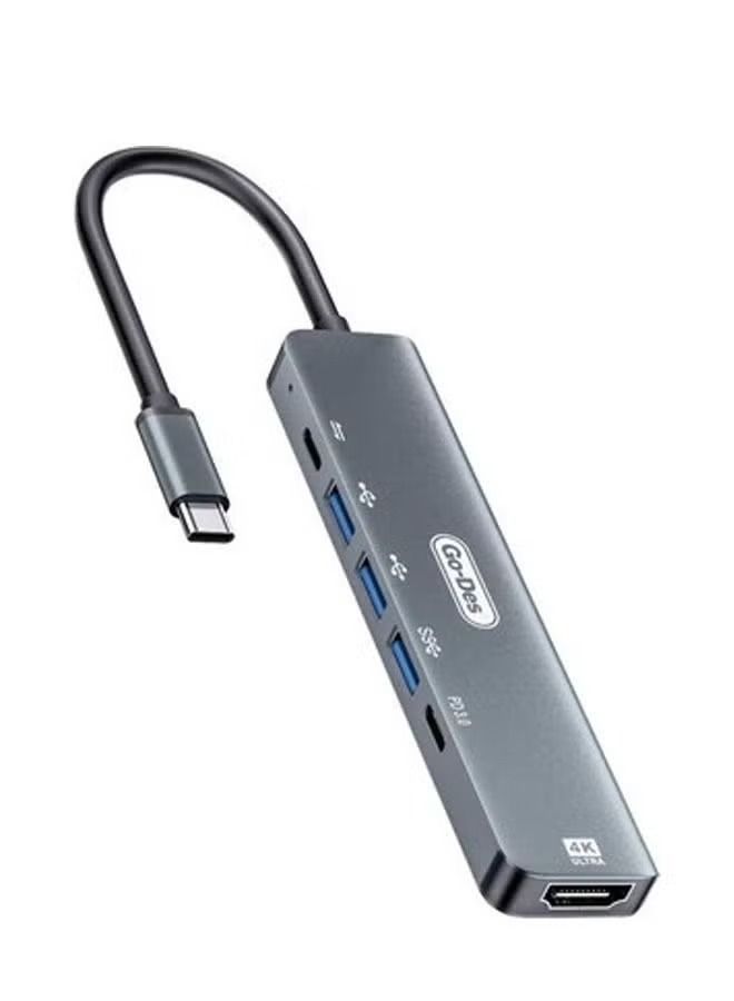 Go Des GD-6830 Type-c to HDTV 6 in 1 - Image 1