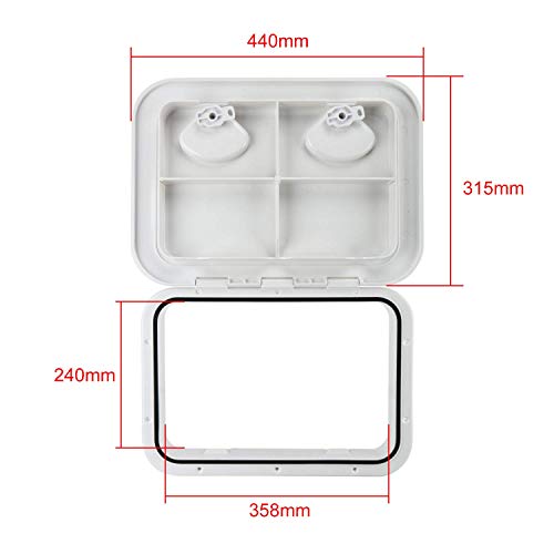 Amarine Made 17-1/4"X12-3/8 Boat Hatch, Rectangle Marine Hatch Cover, Sturdy Marine Storage Hatchs, Weatherproof Boat Deck Lid with 180 Lid Hinge for Boats (White) - Image 3