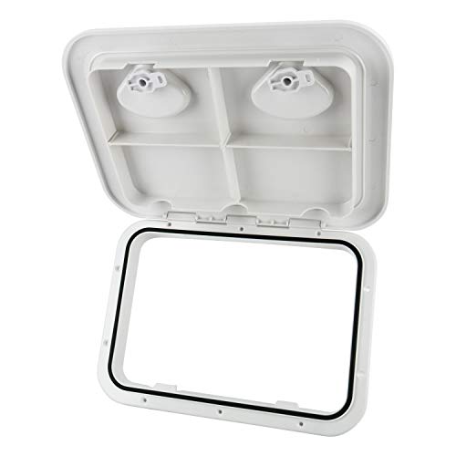 Amarine Made 17-1/4"X12-3/8 Boat Hatch, Rectangle Marine Hatch Cover, Sturdy Marine Storage Hatchs, Weatherproof Boat Deck Lid with 180 Lid Hinge for Boats (White) - Image 1