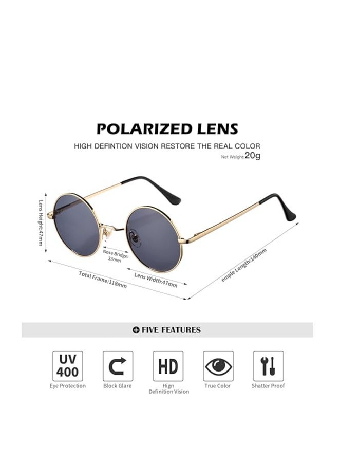 Generic Small Round Polarized Sunglasses for Men Women Circle Retro Shades Metal Hippie Sunglasses UV400  - Image 2