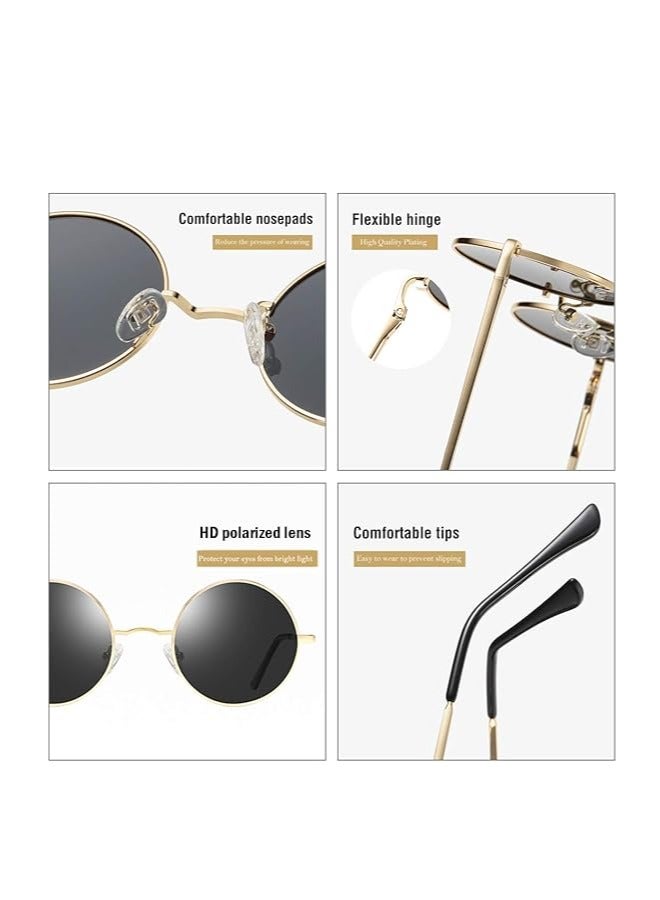Generic Small Round Polarized Sunglasses for Men Women Circle Retro Shades Metal Hippie Sunglasses UV400  - Image 4