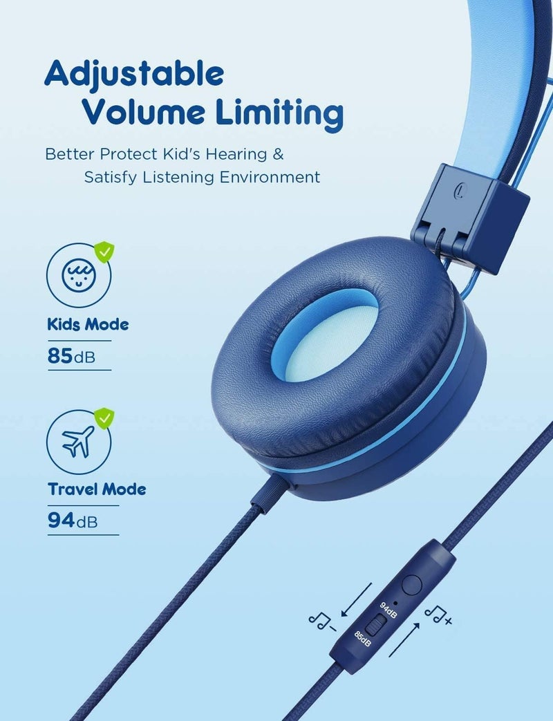 iClever [2 Pack] Kids Headphones with Microphone - Headphones for Boys Girls with Safe Volume Limited 85dB/94dB, Adjustable Foldable for Online School/Travel/Tablet - Image 3