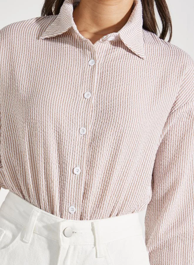 ستايلي Loose Fit Seersucker Collared Bodysuit
