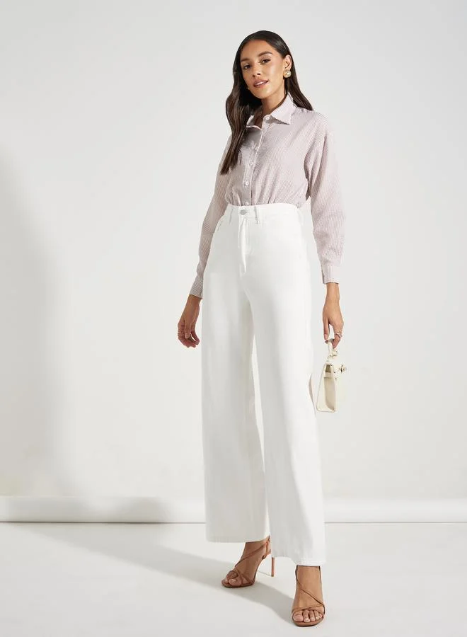 ستايلي Loose Fit Seersucker Collared Bodysuit