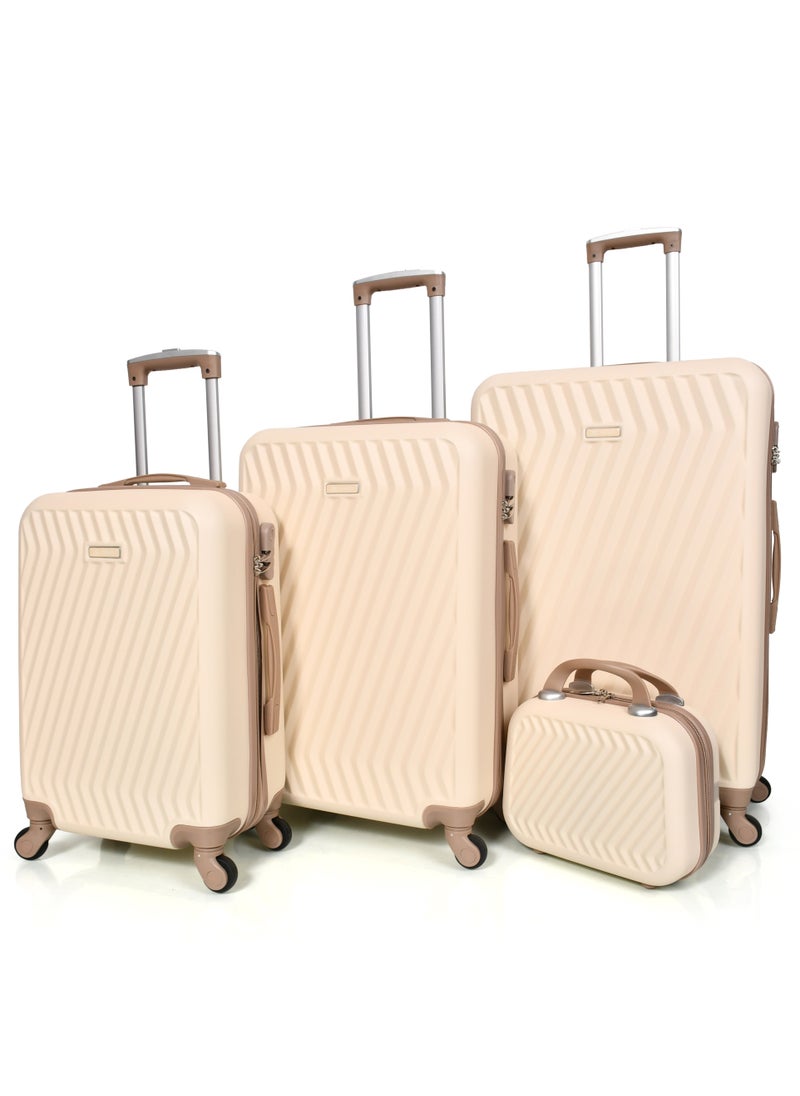 MORANO 4-Piece Women Morano Travel Luggage Trolley Set Beige with Khaki Size 28''-24''-20''-12'' Inches  - Image 2