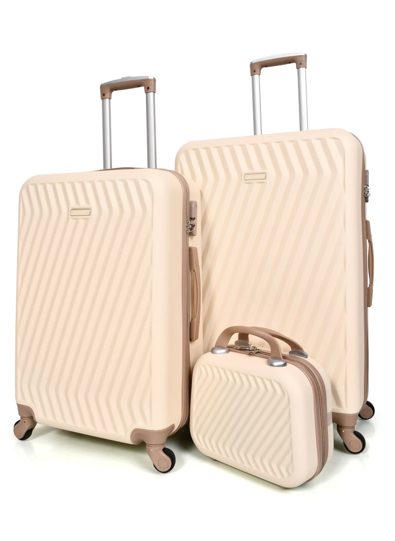 MORANO 4-Piece Women Morano Travel Luggage Trolley Set Beige with Khaki Size 28''-24''-20''-12'' Inches  - Image 3