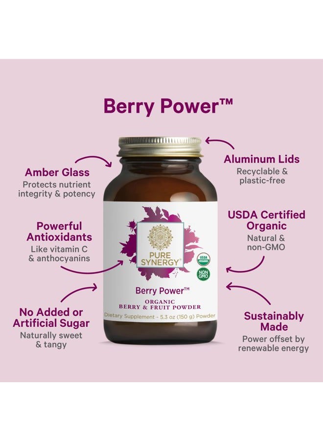 Pure Synergy باور التوت | مسحوق التوت والفواكه العضوي | مكمل مضاد للأكسدة مع أكاي عضوي، كامو كامو، وتوت بري | لدعم الشيخوخة الصحية، المناعة، والبشرة (5.3 أونصة مسحوق) - Image 3