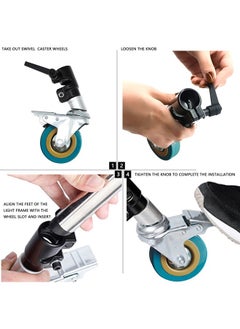 DImotliyor Professional Swivel Caster Wheels Set for Heavy Duty Photography C Stand with 25mm Diameter, Universal Rotation with Brake, 3pcs All Metal Material for Studio Photo Video Shooting  - Image 2