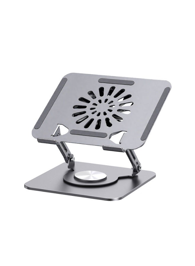 Faylor Laptop Stand with Cooling Fan for Desk, 360° Rotation Upgrade Larger Sturdy Base Adjustable, Foldable Metal Notebook Holder Fit for MacBook Air, MacBook Pro, Lenovo, HP, ASUS, etc - Image 1