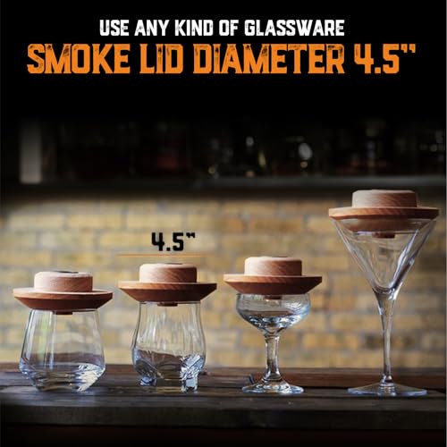 Aged & Charred Whiskey Smoker Kit with Torch and Old Fashioned Syrup - 8 Flavors Wood Chips - Bourbon Gifts for Men, Cocktail Smoker kit - USA Oak Smoke Lid (No Butane) - Image 5