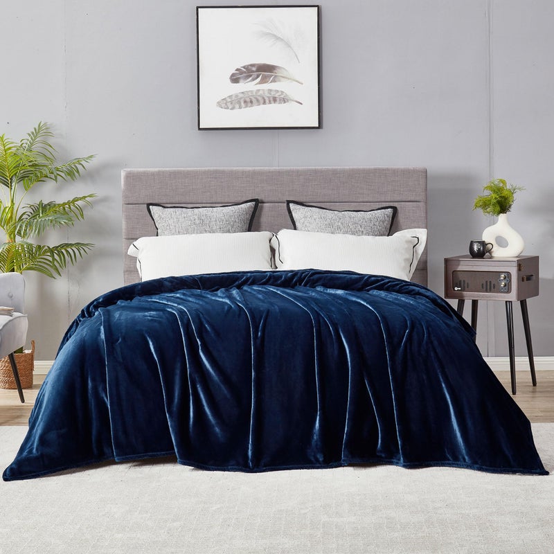 DREAMNINE Oversized Soft Plush Flannel Fleece Blanket King Size 108"" x 90"" Solid Shag Minky Lightweight Fuzzy Microfiber Blanket for Bed Luxury Washable Shaggy Warm Velvet Blanket for Winter Navy Blue - Image 5