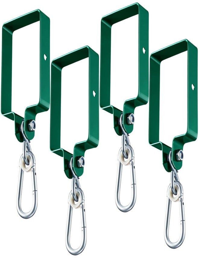 Hi Flame Heavy Duty Steel Swing Hangers for Wooden Sets Includes Snap Hooks. for Connecting to a 4"x6" Beam (Green, Set of 4) - Image 1