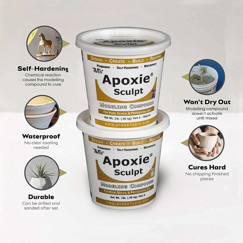Aves Apoxie Sculpt 4 lb. White, 2-Part Self-Hardening Modeling Compound - Image 2