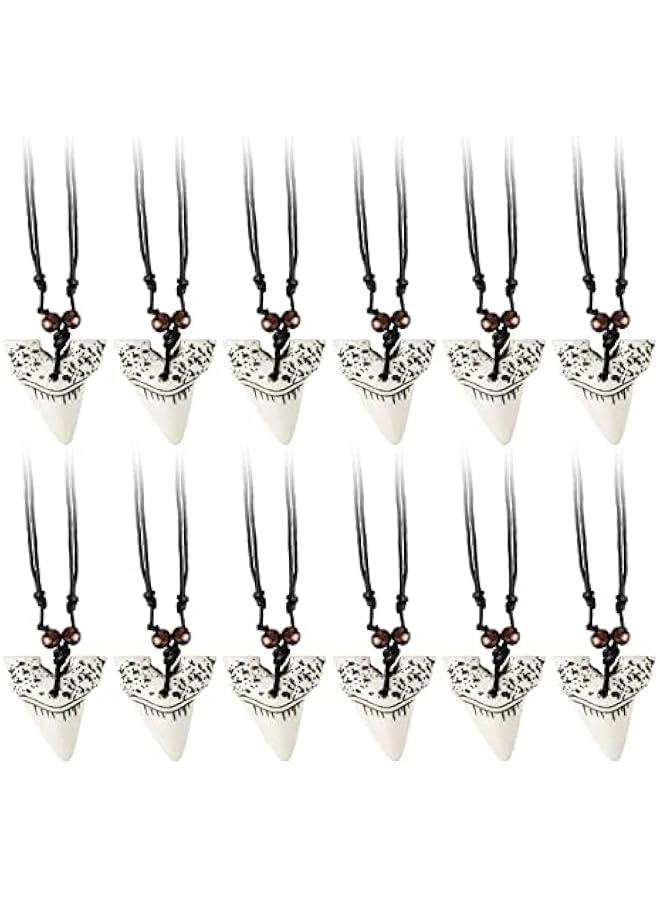 Arabest Shark Tooth Necklaces Bulk for Boys Party Favors Prehistoric Shark Teeth Necklaces Adjustable Long Pendant Leather Cord for Kids Men - Image 1