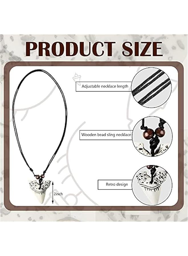 Arabest Shark Tooth Necklaces Bulk for Boys Party Favors Prehistoric Shark Teeth Necklaces Adjustable Long Pendant Leather Cord for Kids Men - Image 2