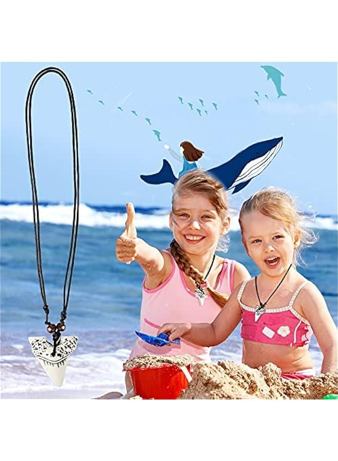 Arabest Shark Tooth Necklaces Bulk for Boys Party Favors Prehistoric Shark Teeth Necklaces Adjustable Long Pendant Leather Cord for Kids Men - Image 3