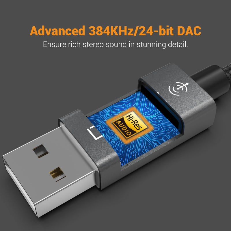 Cubilux USB to RCA Audio Cable with 384KHz/24-bit DAC, USB A Male to 2 Male RCA Stereo AUX Cord, 2RCA Auxilary Cable for Laptop, PC, Computer, 6 Feet - Image 4
