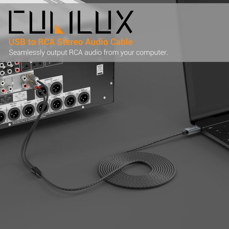 Cubilux USB to RCA Audio Cable with 384KHz/24-bit DAC, USB A Male to 2 Male RCA Stereo AUX Cord, 2RCA Auxilary Cable for Laptop, PC, Computer, 6 Feet - Image 2