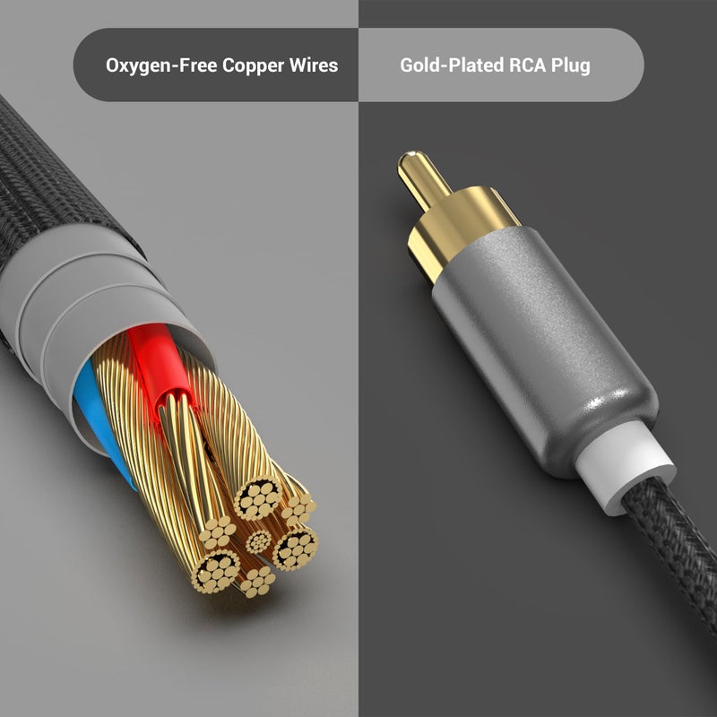 Cubilux USB to RCA Audio Cable with 384KHz/24-bit DAC, USB A Male to 2 Male RCA Stereo AUX Cord, 2RCA Auxilary Cable for Laptop, PC, Computer, 6 Feet - Image 5