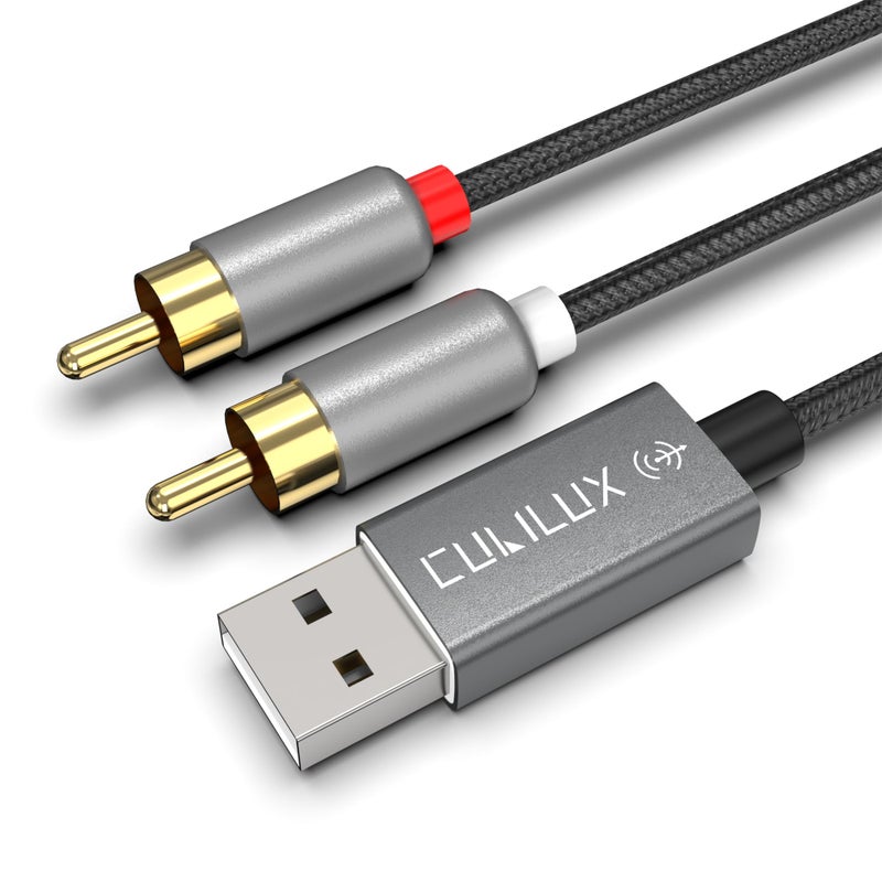 Cubilux USB to RCA Audio Cable with 384KHz/24-bit DAC, USB A Male to 2 Male RCA Stereo AUX Cord, 2RCA Auxilary Cable for Laptop, PC, Computer, 6 Feet - Image 1