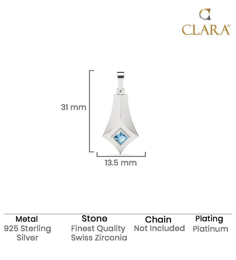 CLARA Pure 925 Sterling Silver Hagen Men Pendant Necklace | With or Without Chain | Gift for Men & Boys |Platinum Plated, Swiss Zircon - Image 5