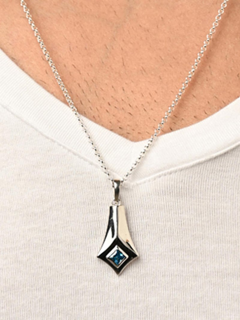 CLARA Pure 925 Sterling Silver Hagen Men Pendant Necklace | With or Without Chain | Gift for Men & Boys |Platinum Plated, Swiss Zircon - Image 4